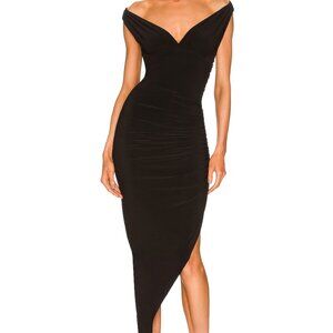 Norma Kamali Tara Side Drape Dress in Black
